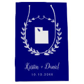 Navy Blue Utah Map Wedding Welcome Swag Mittlere Geschenktüte (Vorderseite)