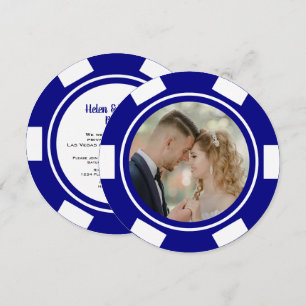 Navy Blue Vegas Poker Chip Hochzeit Elopement Part Einladung