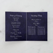 Navy Blue Velvet White Folded Wedding Program Programm (Innenseite)
