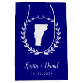 Navy Blue Vermont Map Wedding Welcome Swag Mittlere Geschenktüte (Vorderseite)
