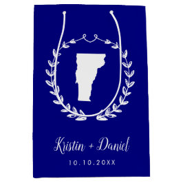 Navy Blue Vermont Map Wedding Welcome Swag Mittlere Geschenktüte