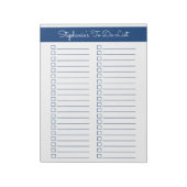Navy Blue Vertical 8.5x11 Two Column Checklist Notizblock (Rotiert)
