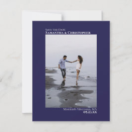 Navy Blue Vertical Foto Moderne Minimalistische Ho Save The Date