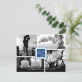 Navy Blue Vielen Dank für Hochzeit 4 Foto Postkart Postkarte (Stehend Vorderseite)