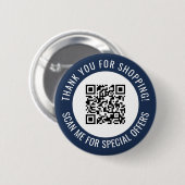 Navy Blue Vielen Dank und Scan Me Promotion QR Cod Button (Vorne & Hinten)