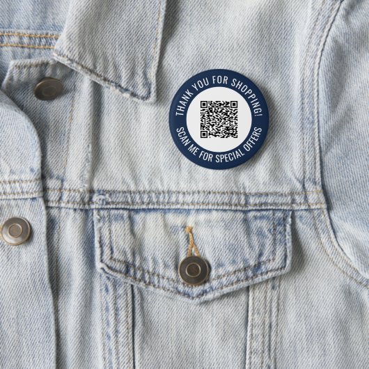 Navy Blue Vielen Dank und Scan Me Promotion QR Cod Button (Beispiel)