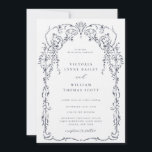 Navy Blue Viktorianisch Frame Wedding Einladung<br><div class="desc">Eleganter Viktorianisch Inspirierter Navy Blue Frame,  Hochzeitseinladung. Template Features,  trendige Typografie mit Details Vorlage auf der Rückseite.</div>