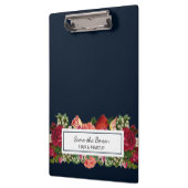 Navy Blue Vintag Blütenröte Klemmbrett (Links)