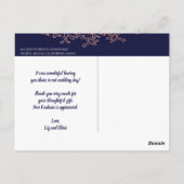 Navy Blue Vintag Elegante Kupfer Vielen Dank Postkarte (Rückseite)