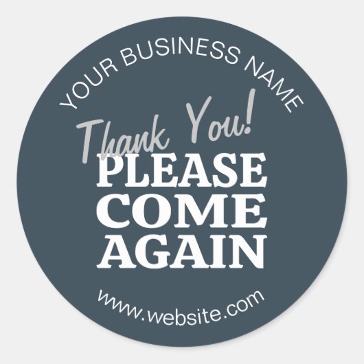 Navy Blue Vintag Inspiriert Vielen Dank Runder Aufkleber (Vorderseite)