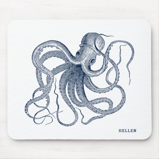 Navy-Blue-Vintag-Oktopus Mousepad (Vorne)