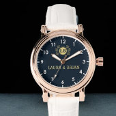 Navy Blue Vintage style Monogram Armbanduhr