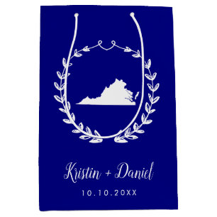 Navy Blue Virginia Map Wedding Welcome Swag Mittlere Geschenktüte