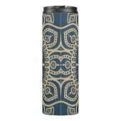 Navy Blue Vollprint Mandala Muster Eine praktische Thermosbecher (Rückseite)