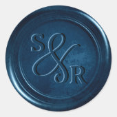 Navy Blue Wachs Siegel Aufkleber mit Initialen (Vorderseite)