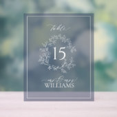 Navy Blue Wappen Monogram Wedding Tischnummer Acrylschild (Neutral)