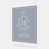Navy Blue Wappen Monogram Wedding Tischnummer Acrylschild (Winkel)