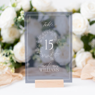 Navy Blue Wappen Monogram Wedding Tischnummer Acrylschild