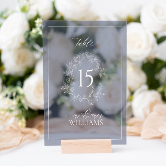 Navy Blue Wappen Monogram Wedding Tischnummer Acrylschild
