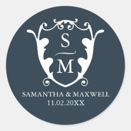 Navy Blue Wappen Monogram Wedger Stickers