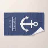Navy Blue Washanton Custom Monogram Name Handtuch (Handtuch)