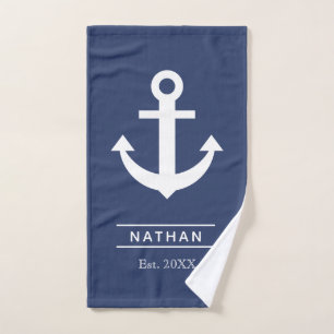 Navy Blue Washanton Custom Monogram Name Handtuch