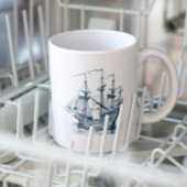 Navy-Blue-Wasserschiff Jumbo-Tasse