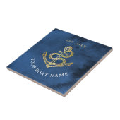 Navy Blue Watercolor Anchor Nautical Add Bootname Fliese (Seite)