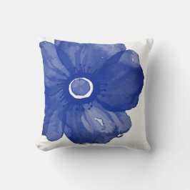 Navy Blue Watercolor Blumen Pillow Kissen