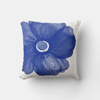 Navy Blue Watercolor Blumen Pillow Kissen