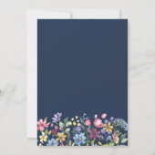 Navy Blue Watercolor Boho Wildblume Babydusche Einladung (Rückseite)