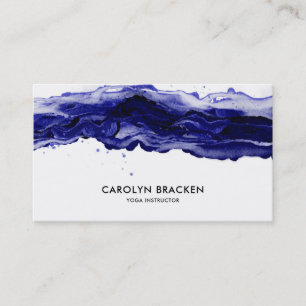 Navy Blue Watercolor Brush Stroke Minimalistisch Visitenkarte