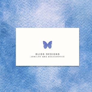Navy Blue Watercolor Butterfly Logo Visitenkarte