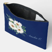 Navy Blue & Watercolor Daisis Kosmetische Tasche (Offen)