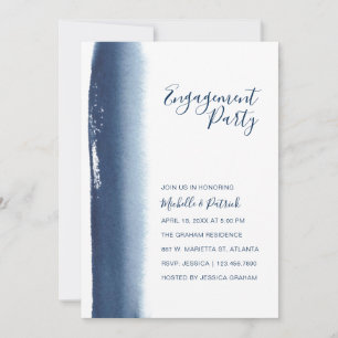 Navy Blue Watercolor Engagement Party Einladung