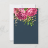 Navy Blue Watercolor Floral Brautparty Einladung (Rückseite)