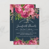 Navy Blue Watercolor Floral Brautparty Einladung (Vorne/Hinten)