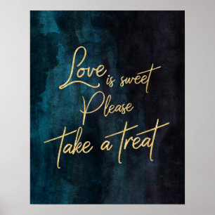 Navy Blue Watercolor & Gold Liebe ist Sweet Lecker Poster