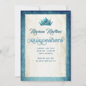 Navy Blue Watercolor Handgezeichnetes Ballkleid Qu Einladung (Rückseite)