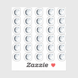 Navy Blue Watercolor Letter "C" Mini-Stickers Aufkleber