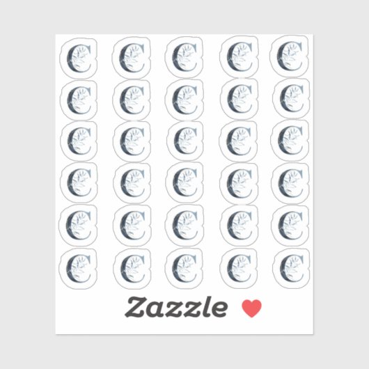 Navy Blue Watercolor Letter "C" Mini-Stickers Aufkleber (Blatt)