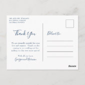 Navy Blue Watercolor Moderne Hochzeiten Vielen Dan Postkarte (Rückseite)