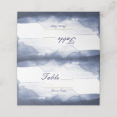 Navy Blue Watercolor Moderne Tischnummer Sitzplätz Platzkarte (Außenseite Aufgefaltet)