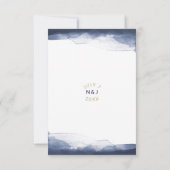 Navy Blue Watercolor Moderner Chic Wedding RSVP (Rückseite)