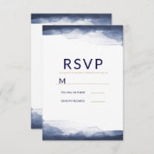 Navy Blue Watercolor Moderner Chic Wedding RSVP (Vorne/Hinten)