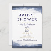 Navy Blue Watercolor Modernes Chic Brautparty Einladung (Vorderseite)
