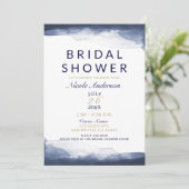 Navy Blue Watercolor Modernes Chic Brautparty Einladung (Stehend Vorderseite)