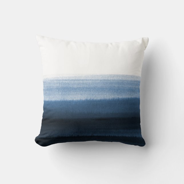 Navy Blue Watercolor Ombre Kissen (Vorderseite)