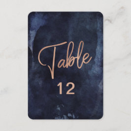 Navy Blue Watercolor Rose Gold Tischnummer Chart