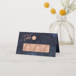 Navy Blue Watercolor & Rose Gold Tischnummer Platzkarte